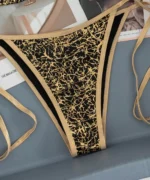 Black Gold Metallic Triangle Bikini Set - Image 7