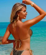 Black Gold Metallic Triangle Bikini Set - Image 4