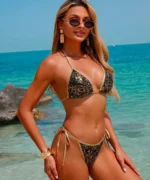 Black Gold Metallic Triangle Bikini Set - Image 3
