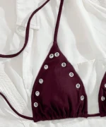 Burgundy Grommet Triangle Bikini Set - Image 3
