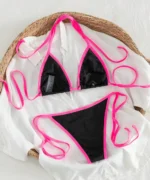 Contrast Trim Tie-Side Bikini Set - Image 2