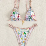 Floral Trim Bikini Set