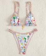 Floral Trim Bikini Set