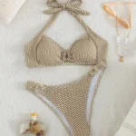 Gingham Twist Back Bikini Set