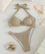 Gingham Twist Back Bikini Set