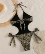 Glitter Cut-Out Monokini Swimsuit - Image 2