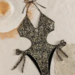 Glitter Cut-Out Monokini Swimsuit