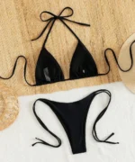 Golden Beach Set: Gold Disc Bikini + Straw Tote - Image 4