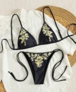 Gold Floral Triangle Bikini Set - Image 5