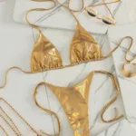 Gold Metallic Bikini Set