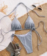 Lace-Up Triangle Bikini Set - Image 12