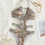 Leopard Cut-Out Monokini Swimsuit