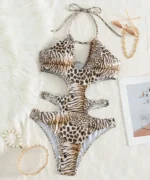 Leopard Cut-Out Monokini Swimsuit