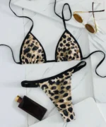 Leopard Print Triangle Bikini Set