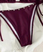 Pearl Trim Triangle Bikini Set - Image 5