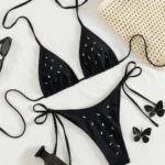Rhinestone Tie-Side Bikini Set