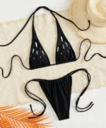 Rhinestone Triangle Tie Bikini Set - Image 3