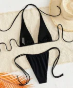 Rhinestone Triangle Tie Bikini Set - Image 2