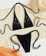 Rhinestone Triangle Tie Bikini Set