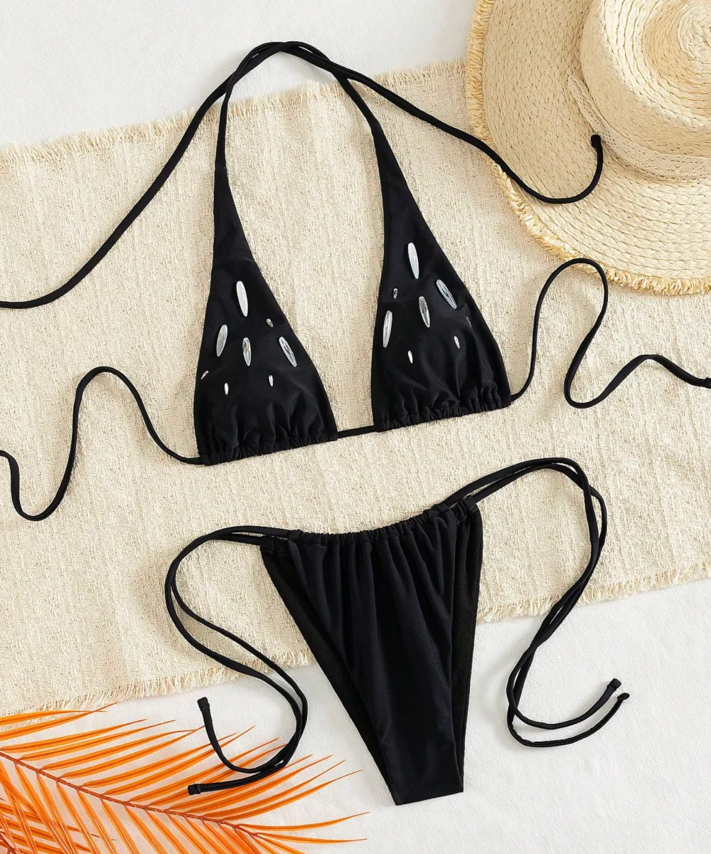 rhinestonetriangletiebikiniset05 Rhinestone Triangle Tie Bikini Set - Image 1