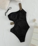 Ribbed One-Shoulder Cutout Swimsuit - Image 2