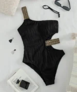 Ribbed One-Shoulder Cutout Swimsuit