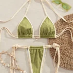 Ribbed Trim Bikini Set