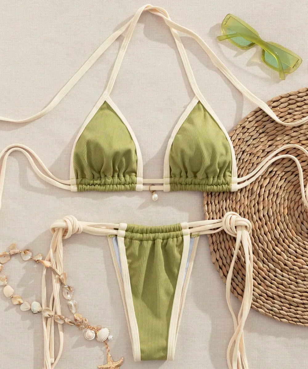 ribbedtrimbikiniset32 Ribbed Trim Bikini Set - Image 1