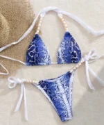 Snake Print Chain Bikini Set