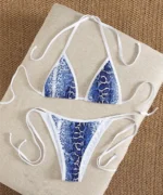 Snake Print Triangle Bikini Set - Image 5