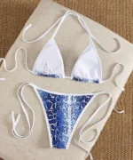 Snake Print Triangle Bikini Set - Image 2