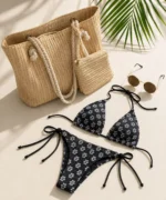 Summer Beach Set: Floral Bikini + Straw Tote - Image 2