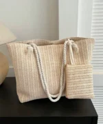 Summer Beach Set: Floral Bikini + Straw Tote - Image 3